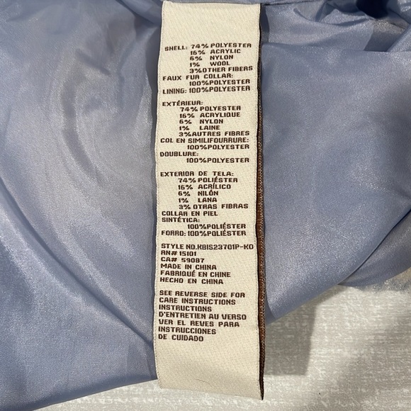 KOOLABURRA by UGG NWT XXL Midi Coat Dusty Sky Blue Plaid Removable Sherpa Collar - Picture 11 of 16